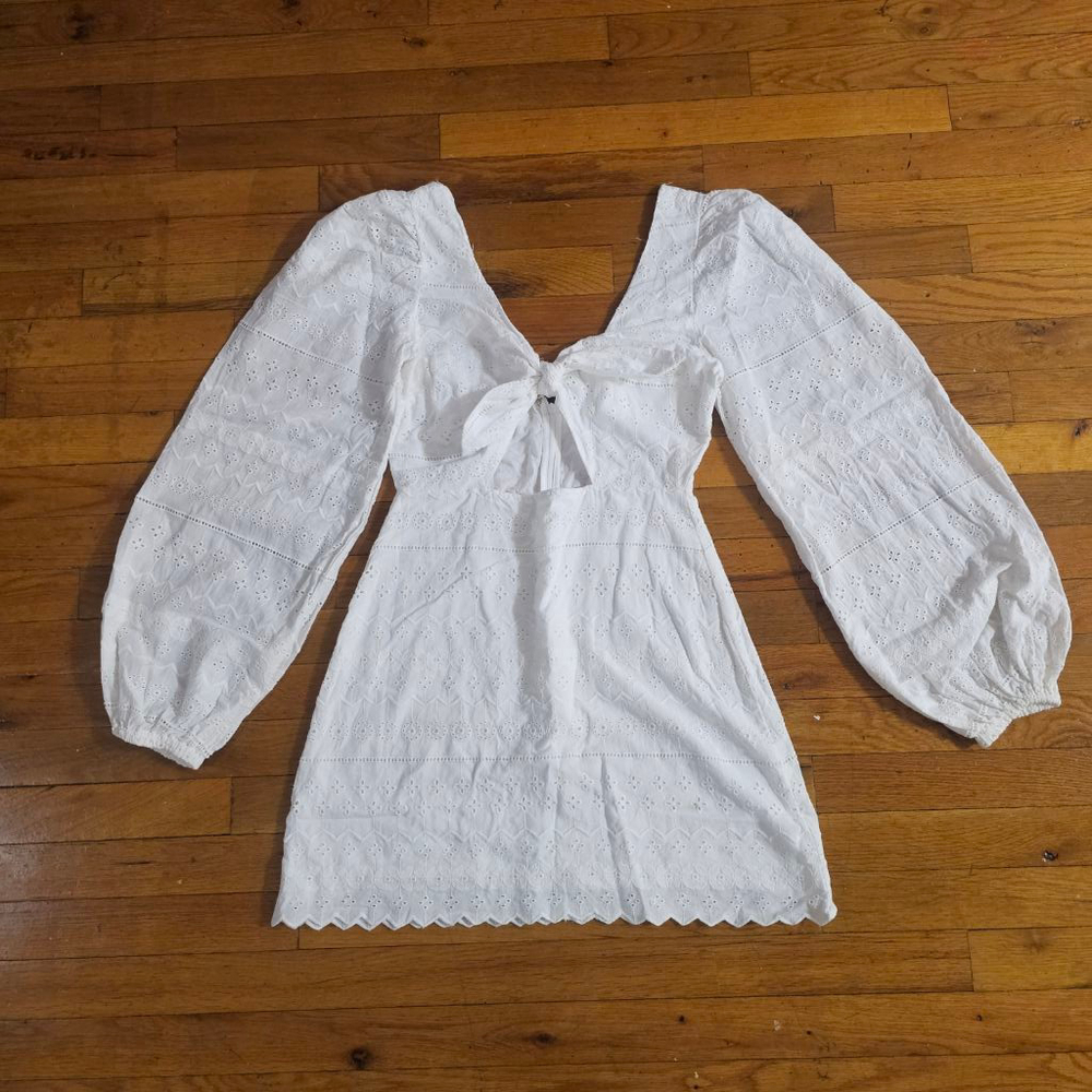 Tularosa Women's Pippa Embroidered Mini Dress White Size S